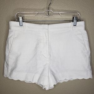 J. Crew 3" Short Scalloped Hem 10 White